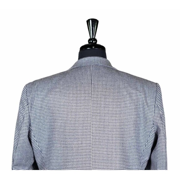 Mens Blazer Blue White Check Wool Formal Party Jacket Wedding Sport Coat 42R - Picture 6 of 7